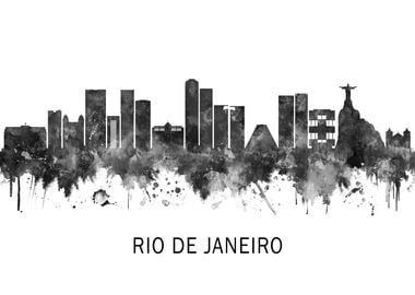 Rio de Janeiro Skyline BW