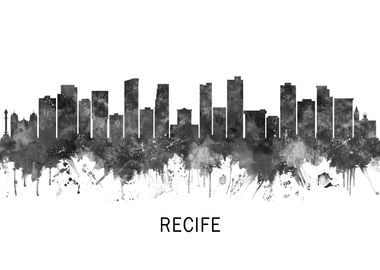 Recife Brazil Skyline BW