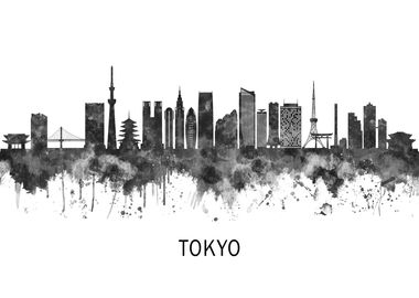 Tokyo Japan Skyline BW