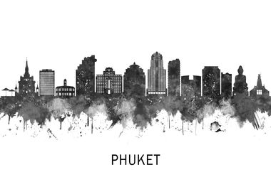 Phuket Thailand Skyline BW