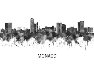 Monaco France Skyline BW