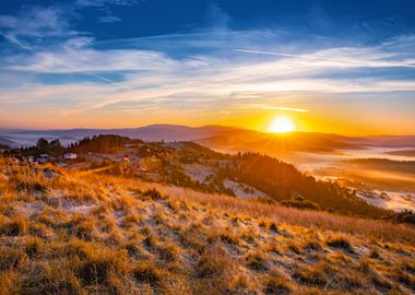 Autumn sunrise in mountain