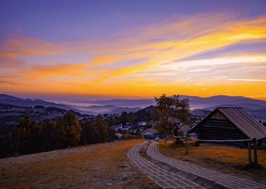 Autumn foggy mountains