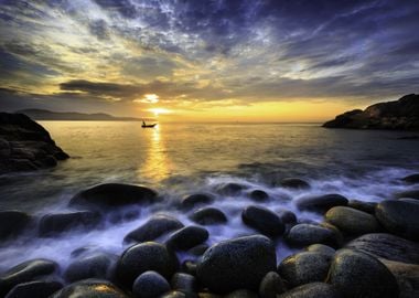 Stony Sea Beach by Sunset