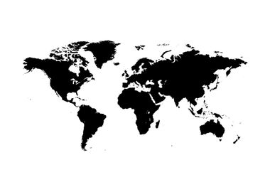 World Map Simple BW