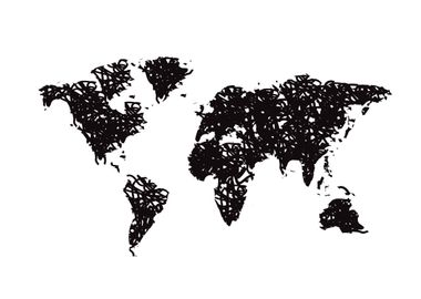 World map infographic blac