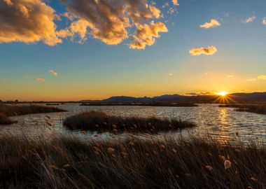 Lake sunset landscapes