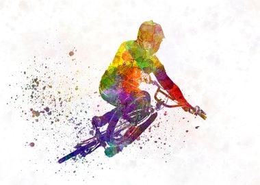 Watercolor bmx cyclist