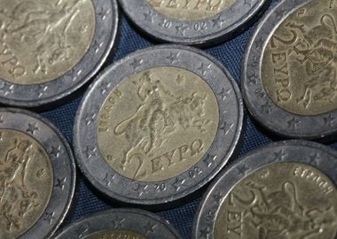 Two euro Greek coin macro