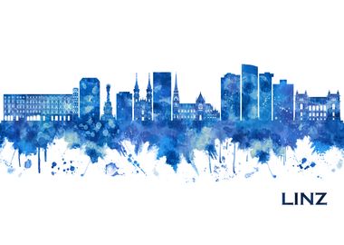 Linz Austria Skyline Blue