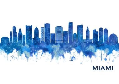 Miami Florida Skyline Blue