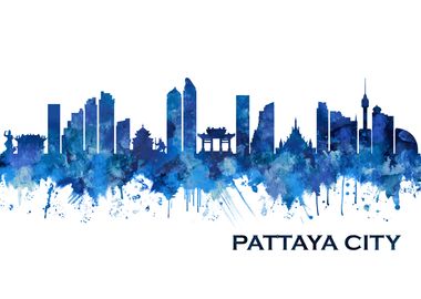 Pattaya City Skyline Blue