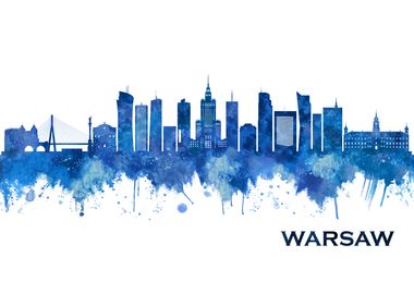 Warsaw Poland Skyline Blue