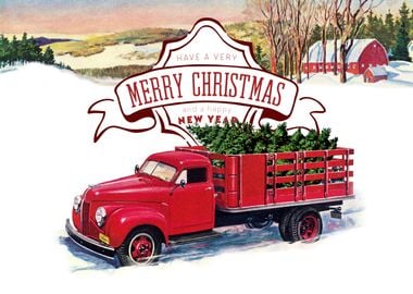 Merry Christmas red truck