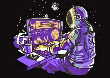 Space astronaut on compute