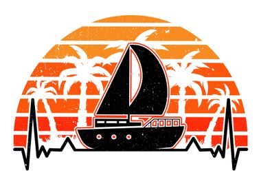 Sailboat Heartbeat Retro C