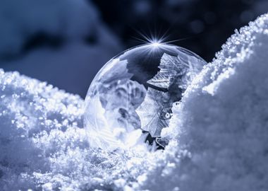 Winter day, frozen bubble