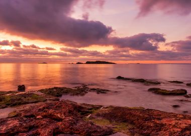 Violet sunrise at sea