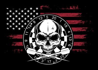 Darts American Flag Skull