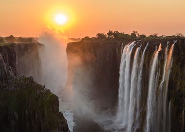 Victoria Falls At Sunset