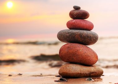 Stones at the Beach Sunset