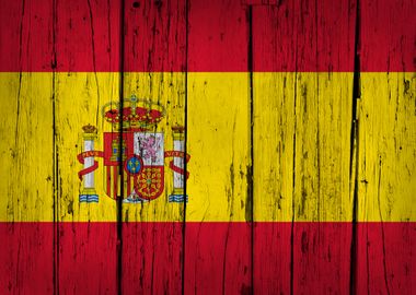 Wooden Texture Spain Flag