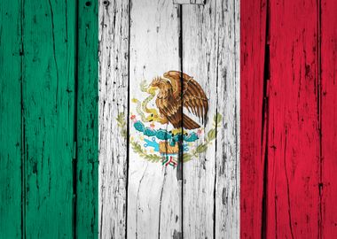 Wooden Texture Mexico Flag