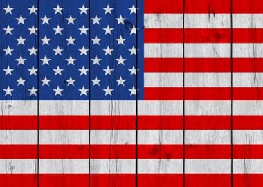 Wooden Texture USA Flag