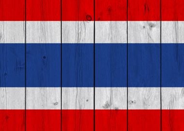 Wooden Texture Thai Flag