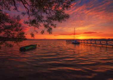 Sunset, summer lake,Poland