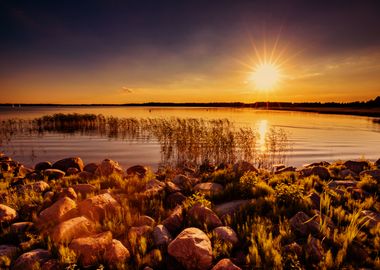 Sunset, summer lake,Poland