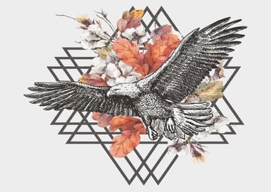 Boho style flower eagle