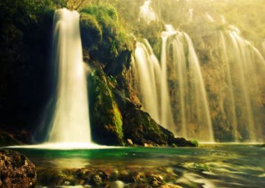 Waterfall in Forest Nature