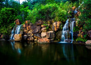 Waterfall in Forest Nature