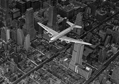 Plane over Manhattan