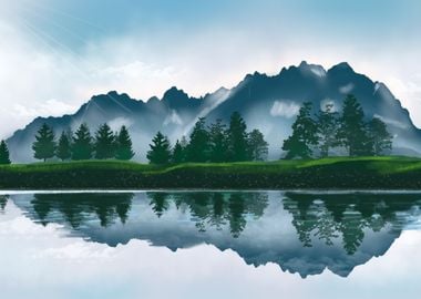 Mountains at Lake Nature