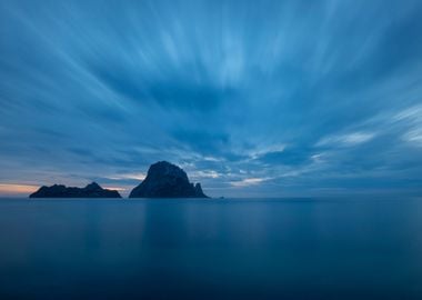 Seascape in Ibiza sunset