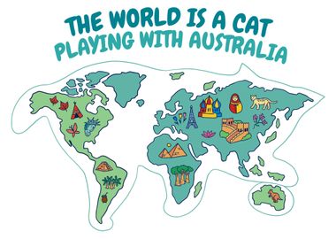 World Map Cat Australia