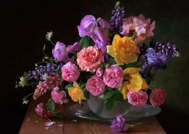 Irises and Roses Bouquet