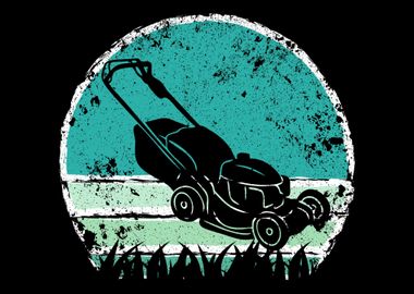 Retro Lawn Mower Gardener