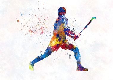 watercolor field hockey