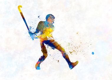 watercolor field hockey