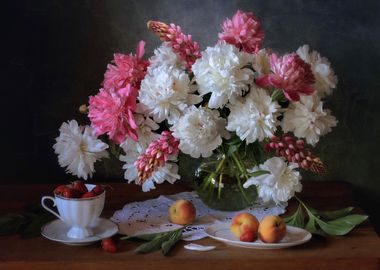 Pink and white peonies