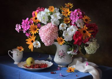 Summer flowers and fruits