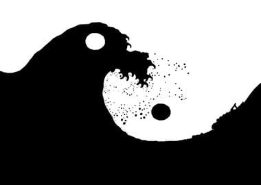 Yin and yang great wave