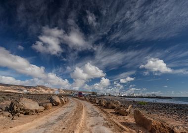 Spain landscape, blue sky