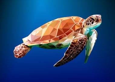 tortoise polygonal pop art