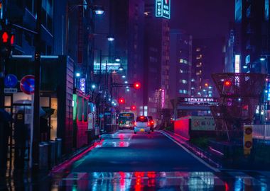 Shibuya street neon lights