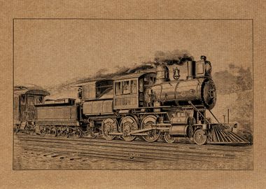 Steam train hand drawing