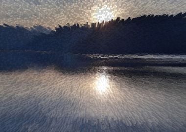 Abstract lake sunset